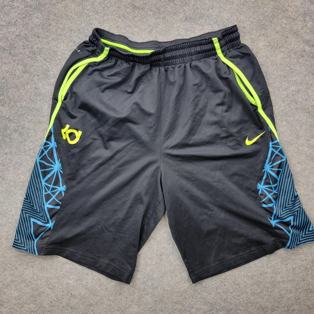 Nike Shorts Boys XL KD Kevin Durant Dri-FIT Basketball  Black Neon Green Blue